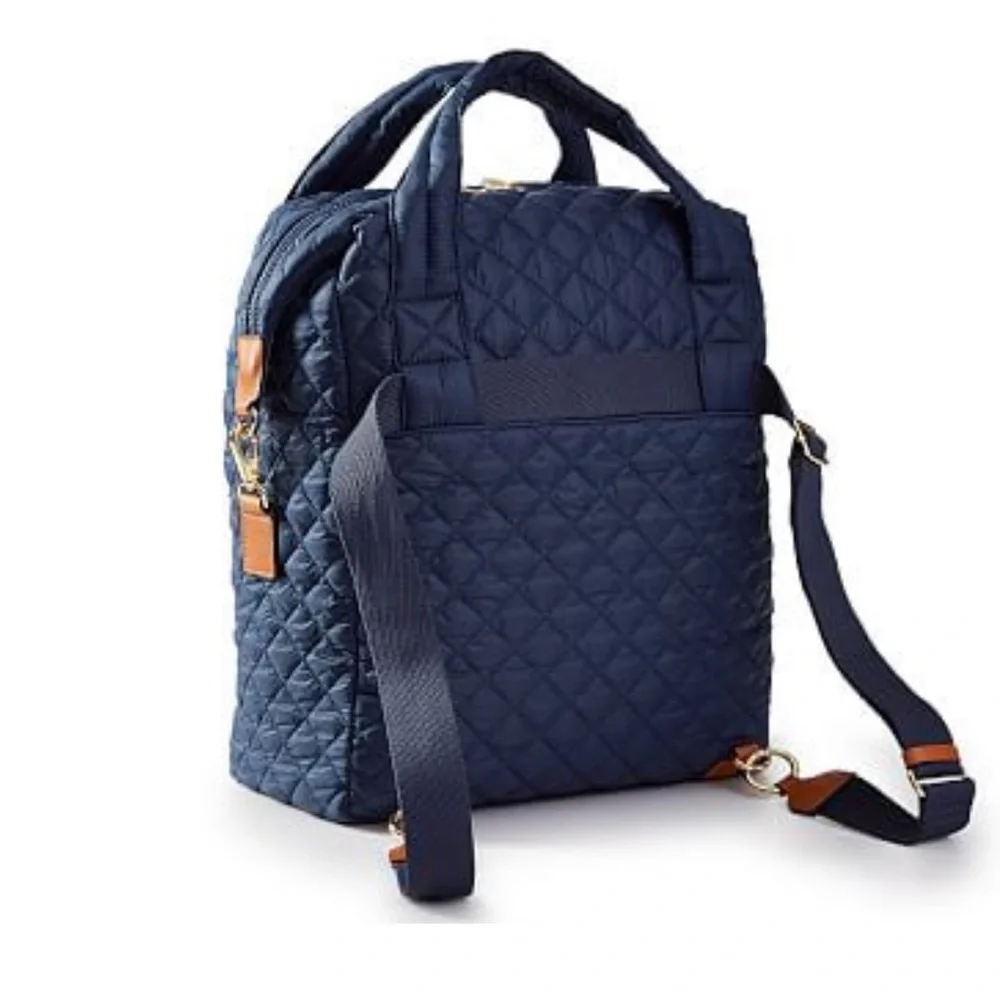 Mark And Graham Navy Quilted Convertible Backpack‎ - SRM Monogram